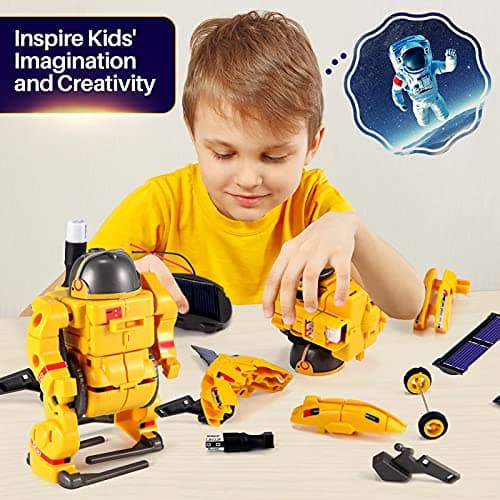 COBFDHA STEM Projects for Kids Age 8-12, Science Kits Boys, Solar Robot Space Toys Gifts 8-14 Year Old Teen Boys Girls, 120Pcs Building Experiments Robots Teenage Ages 9 10 11 12 , Yellow