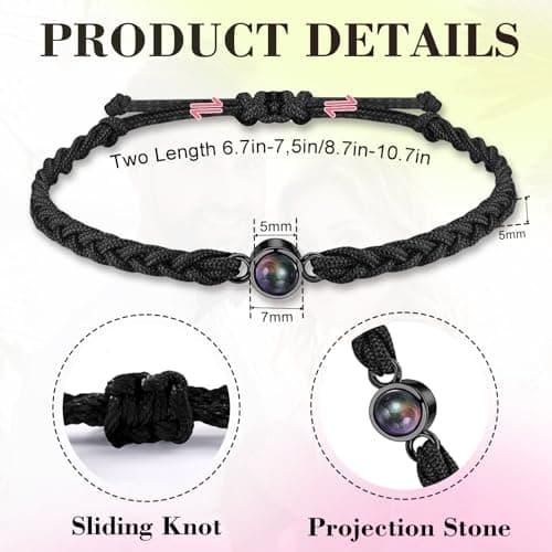 Custom Bracelets with Picture Inside, Picture Bracelet Personalized Photo Projection Bracelets, Valentine’s Day Birthday Christmas Gifts for Women/Men