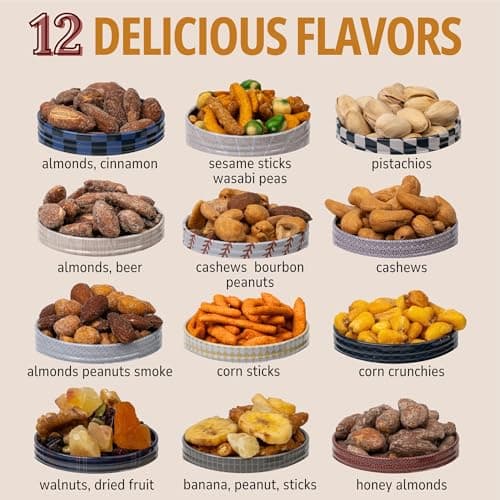 Snack Box Gift Basket, Birthday Gift for Men, Food Care Package, Unique Tins of Assorted Nuts, Snacks in Stunning Case - Treat for Men, Women, Dad, Friends, Family