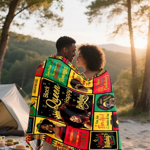 African American Birthday Gifts for Women, Birthday Black Lady Women Girl Positive Blanket 60"X50", Encouragement Inspirational Birthday Gifts, Afro Gifts Idea for Best Friend Healing Birthday Gifts