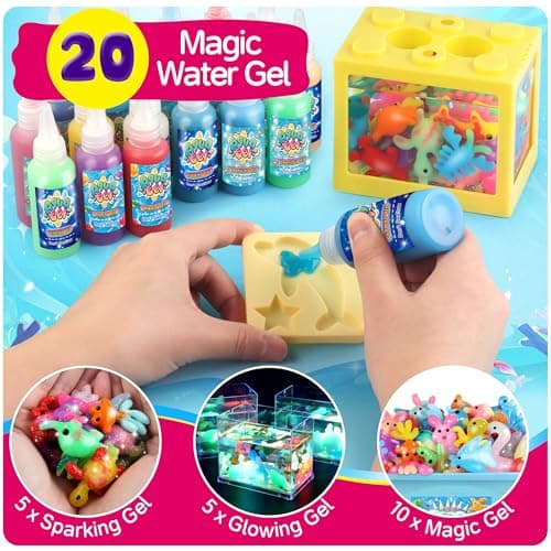 wookidel Magic Water Elf Toy Kit, Aqua Fairy Water Gel Kit with 20PCS Magic Gels and Animal Molds, Gift for Christmas, Easter, Birthday,Creative Art Craft Kits for Girls Boys 6 7 8 9 10 Year Old