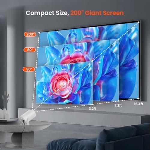 Mini Projector with WiFi and Bluetooth, Portable Movie Projector with 180° Rotatable, 1080P HD Supported, Auto Vertical Keystone, Compatible with Smartphone, TV Stick, Laptop, HDMI, USB