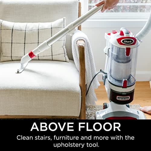 Shark NV501 Rotator Professional Lift-Away Upright Vacuum with HEPA Filter, Swivel Steering, LED Headlights, Wide Upholstery Tool, Dusting Brush & Crevice Tool, White/Red
