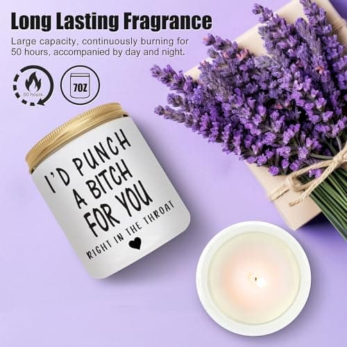 Best Friends Gifts for Women, Christmas Gifts for Friends Women Unbiological Sister Gifts - 7oz Funny Candle Lavender - Christmas Birthday Presents for Her Female Bestie