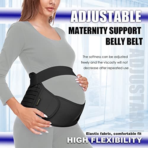ChongErfei Maternity Belt, Pregnancy 3 in 1 Support Belt for Back/Pelvic/Hip Pain, Maternity Band Belly Support for Pregnancy Belly Support Band (L: Fit Ab 39.5"-51.3", Black)