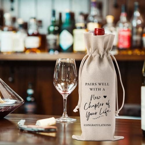 YUANHAO Moving Away Gifts for Friends, Farewell Gifts for Coworkers, Going Away Gift for Women Men, Goodbye Gift for Coworkers, Funny New Chapter Wine Bag