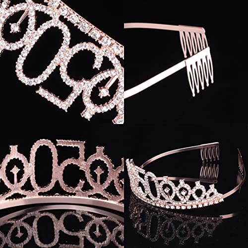 CIEHER 50th Birthday Crown + 50 & Fabulous Sash+Pearl Pin Set, Tiara, 50th Gifts, Decorationsfor Women Friends, Happy Party Favor Supplies