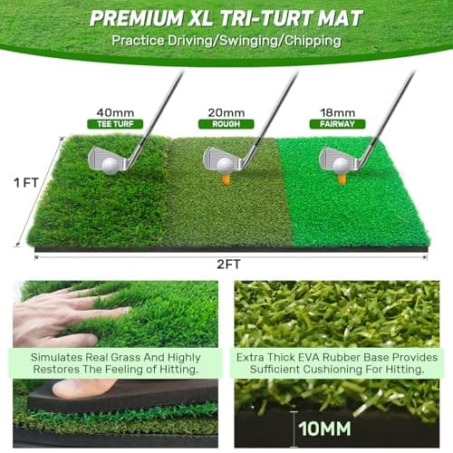 Zensouds Golf Net, 10x7FT with Golf Practice Mat, Hitting Aid Nets for Backyard Driving Chipping Training Swing with Target Outdoor or Indoor– Gifts for Men/Dad/Him