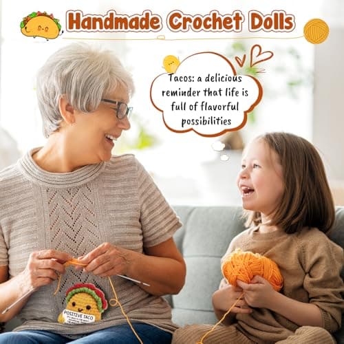 Mini Emotional Taco Support Funny Birthday Gifts for Women Men Mom Dad Husband Daughter Sister Friend Coworker Inspirational Relaxation Gifts Positive Crochet Animals Party Favors Christmas Stuffer