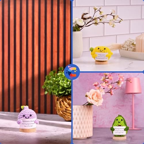 Cheerpal Veggies — Crochet Veggie Pack w/Stand (9 pc) Handmade Crochet Figurines Decor - Desk, Office, Coworker, Friend | Gifts for Women, Teen Girls, Mom, Girlfriend