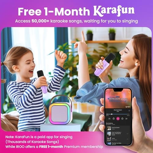 Mini Karaoke Machine for Kids, 2025 TOP Toys Christmas Birthday Gifts Ideas for Girls Ages 4, 5, 6, 7, 8, 9, 10, 12+ Years Old, Portable MP3 Player with 2 Wireless Mics for Party