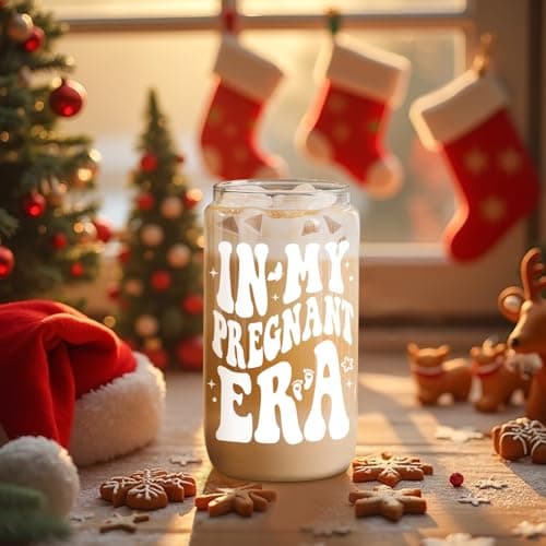 Fairy's Gift Pregnant Women Iced Coffee Cup, Cute Pregnant Mom Gifts, New Mama 16 oz Coffee Glass Cup, New Mothers Birthday Christmas, Pregnancy Gifts for Expecting Mom, First Time Mommy, Mommy to Be