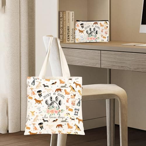 Cute Gifts for Dog Lover, Dog mom Gift Reusable Grocery Beach Shopping Bag for Women, Birthday Gift for Mom Daughter Friends Sisters Who Loves Dogs