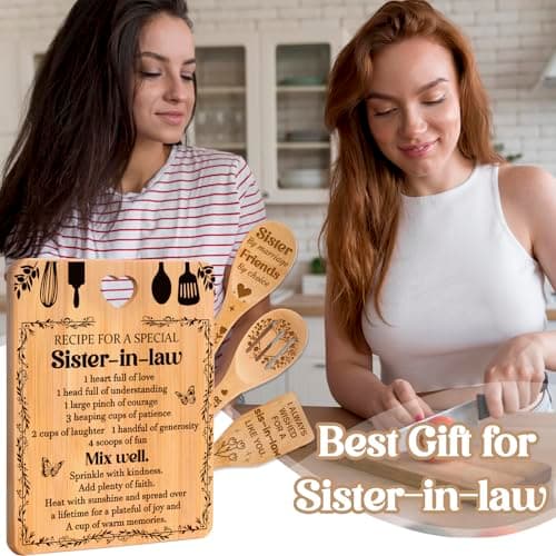 Gifts for Sister in Law - "Recipe for a Special Sister-in-Law", Sister in Law Birthday Gifts Engraved Bamboo-Made Cutting Board Set, Sister in Law Christmas Gifts.