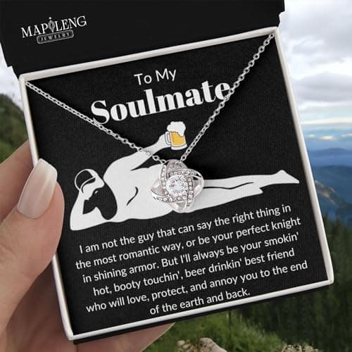 To My Soulmate Necklace For Women, Funny Gifts For Girlfriend, Personalized Christmas Presents For Girlfriend, Best Birthday Meaningful Gift Ideas For Wife, Women Romantic Jewelry For Her Anniversary