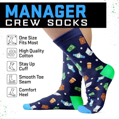 Funny Job Socks for Boss & Manager, Nerds, Programmers, Quilters – Christmas Gifts, Stocking Stuffers for Men & Women
