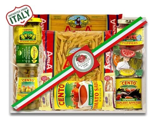 Family Style Imported Italian Gift Basket with Pasta, Sauce, Antipasto and More