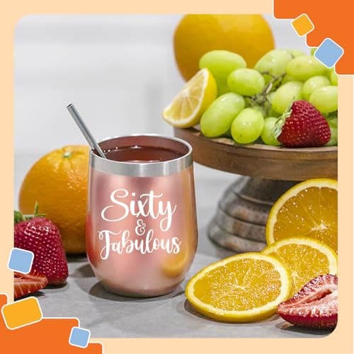 NewEleven 60th Birthday Wine Tumbler - 1965 Birthday Gift For Women | 12 Oz Capacity | Happy 60th Celebration Gift | For Mom, Wife, Aunt