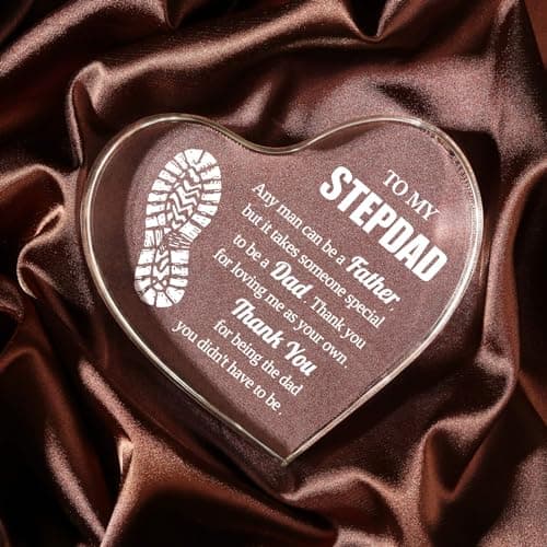 Step Dad Gifts, Step Dad Gifts from Daughter Son, 3.9x3.9 inch Acrylic Keepsake, Best Birthday Gifts for Stepfather, Father Day Gifts for Step Dad Bonus Dad