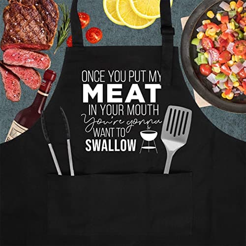 Miracu Funny Cooking Aprons for Men Husband - Christmas, Santa, Birthday Funny Male Gifts for Mens Best Friend, Gifts for Male Friends Guy Boyfriend Chef Man Him - Grilling Grill BBQ Apron w/Pockets