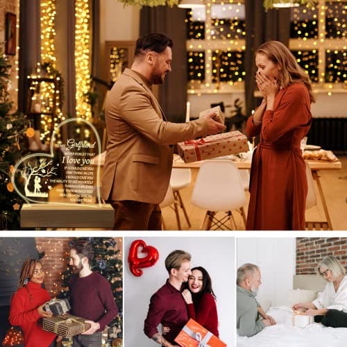 Hiipeenow Valentines Day Gifts for Girlfriend, to My Girlfriend Acrylic Engraved Night Light 15 * 19CM Presents, Birthday Anniversary Christmas Valentines Day Gifts for Girlfriend