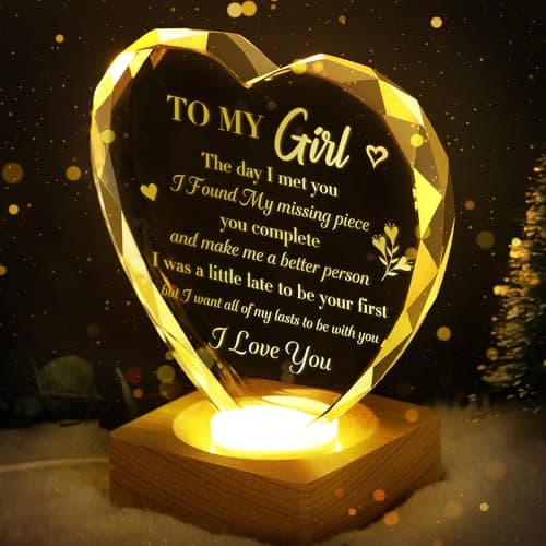 to My Girl Gifts 3D Illusion Lamp for Girlfriend, Engraved Crystal Night Light Presents, Birthday Anniversary Christmas Valentines Day Gifts for Girlfriend Wife from Husband Boyfriend