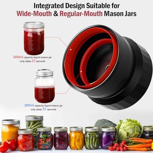 2025 Upgraded Mason Jar Vacuum Sealer, Electric Vacuum Sealer for Regular Mouth and Wide Mouth Canning Jars, Fully Automated and Portable