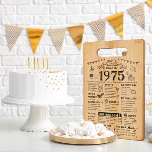 50th Wedding Anniversary for Women Men,Back In 1975&50 Years of Marriage Double sided Cutting Board Gift for Her Him,best 50 years anniversary Decorations for couple