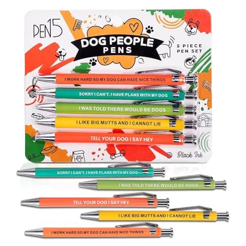 Funny Dog People Pens - Black Ballpoint Gag Gift Set for Dog Parents, Vet Techs, Pet Owners, and Coworkers