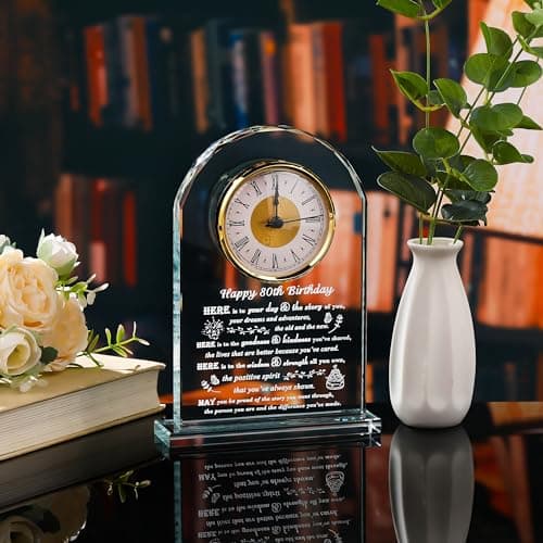 Movdyka 80th Birthday Gifts for Women Men - Crystal Clock Gifts Personalized 1944 80 Year Old Birthday Present for Her Him - Happy 80th Birthday Gifts Ideas for Mom Dad Unique