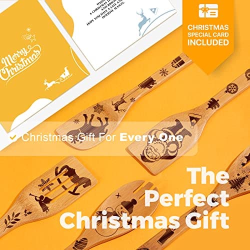 Riveira 6-Piece Wooden Spoons For Cooking & Serving - Christmas Gifts for Women who have everything - Christmas Kitchen Utensils - Gift for Mom - Cooking Utensils