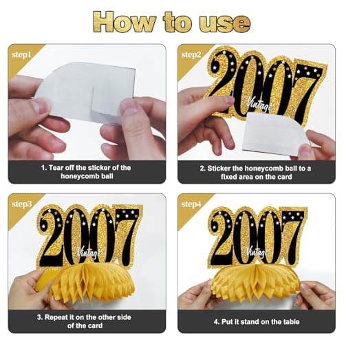 11Pcs 18th Birthday Decorations Kit for Men Women, Black Gold Happy 18th Birthday Banner, Awesome Since 2007 Centerpieces Swirls Party Supplies, Eighteen Bday Banner Ceiling Table Topper Sign