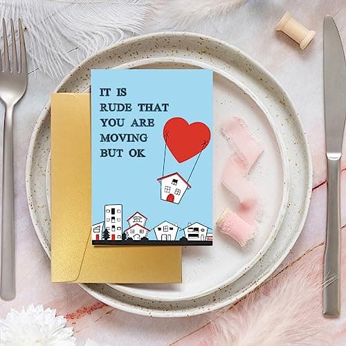 Spercy Funny Moving Card, Congrats New House Card, Housewarming Card, Going Away Gift, Funny Card for Neighbor, It's Rude That You're Moving But OK