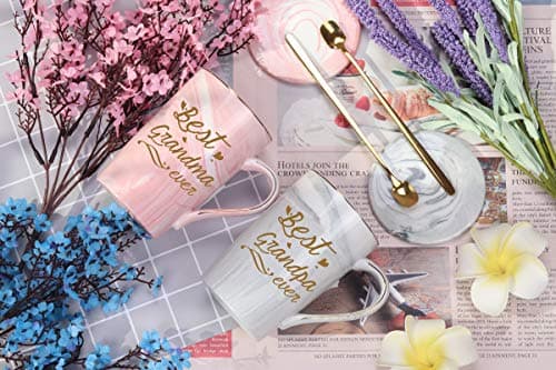 Best Grandma Grandpa Ever Mug Best Grandparents Mugs New Grandparents Mugs Birthday Mothers Day Gifts for Grandma and Grandpa from Granddaughter Grandson Grandchildren Grandkids 14 Ounce Gift Box