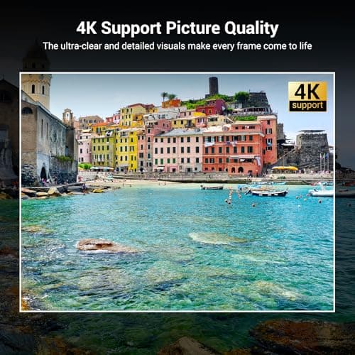 Official Licensed Netflix Smart Projector, HAPPRUN Projector 4K with Wifi and Bluetooth, DoIby Audio,Built-in Apps, Native1080P 1000 ANSI,Electric Focus,Movie Projector for Home Cinema,Outdoor,Indoor