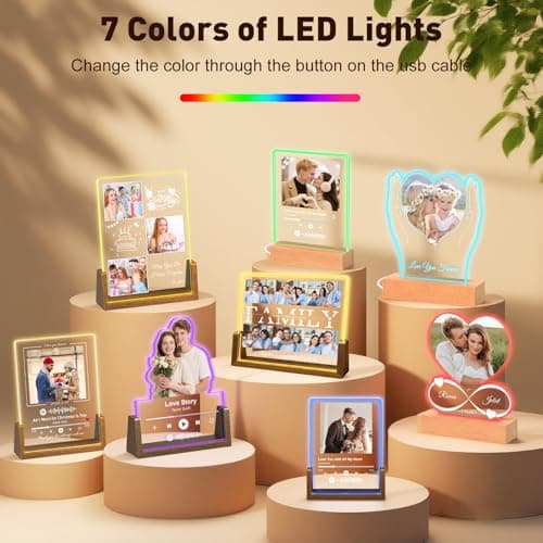 Custom Spotify Plaque-Personalized Picture Frames with Night Light,Music Plaque Frame,Personalized Anniversary Birthday Gifts for Women Men Girlfriend Boyfriend Couples