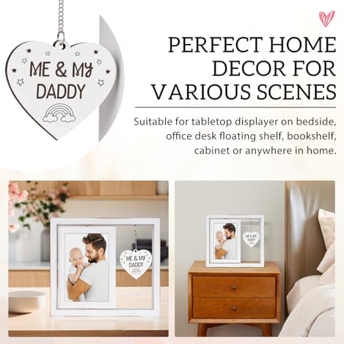 New Dad Gifts, First Time Dad Gifts, Me and My Daddy Picture Frame, Baby Gift for Daddy,Room Decor Vintage Style,Baby Gender Neutral Rotating Photo Frame 4x6