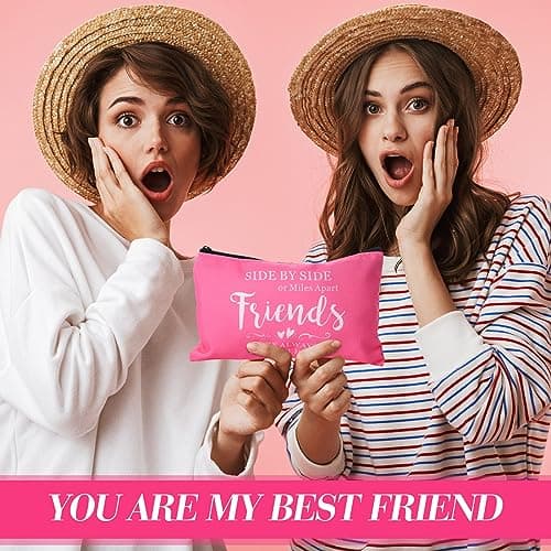 Paterr 20 Pcs Friend Cosmetic Bags Friend Group Gifts Friendship Makeup Pouch Bulk Christmas themed Gifts for Women Bestie Birthday Day