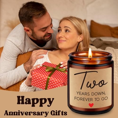 Fairy's Gift 2 Year Anniversary Candle Gifts for Him Her Boyfriend GF Wife Husband - Cotton 2nd Anniversary Couple Gifts Ideas - Two Year Wedding Anniv. Presents for Couples, Happy Second Anniv.