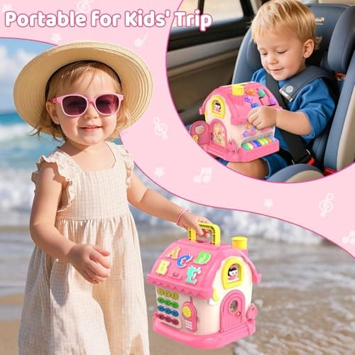 Montessori Toys for 1 Year Old Girl Gifts, 12-in-1 Musical House Toddler Learning Toys for 1-2, 1st First Birthday Gifts for Girls and Boys Baby 6-12 12-18 6-24 Months
