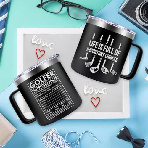 Fufendio Golf Gifts for Men, Women - Unique Mens Golf Gift for Christmas, Birthday - Cool Gifts for Golfers, Dad, Grandpa - Life Is Full of Important Choices, 14oz Golfer Coffee Mug