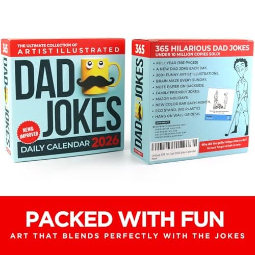 Dad Joke Desk Calendar 2026 - Unique Fun Gift For Dad 365 Daily Dad Jokes, White Elephant Gifts, Gifts for Men, Stocking Stuffers, Desk or Wall Calendar