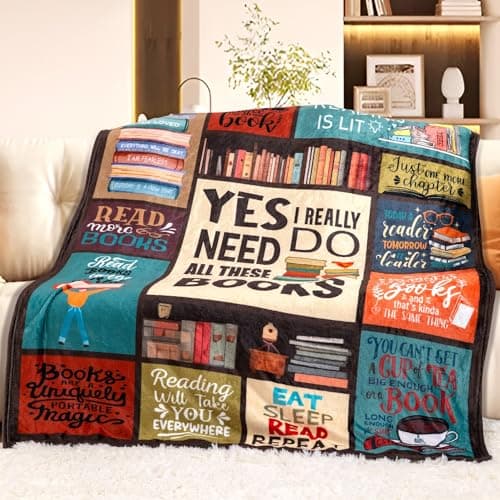 Book Lover Blanket Gifts for Book Lovers - I Really Do Need All These Books Soft 50" X 60" Soft Throw Blanket - Christmas Books Themed Presents for Readers