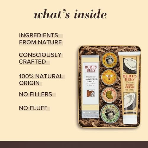 Burt's Bees Back To School Gifts Ideas - Classics Set, 6 Products in Giftable Tin – Cuticle Cream, Hand Salve, Lip Balm, Res-Q Ointment, Hand Repair and Foot Cream