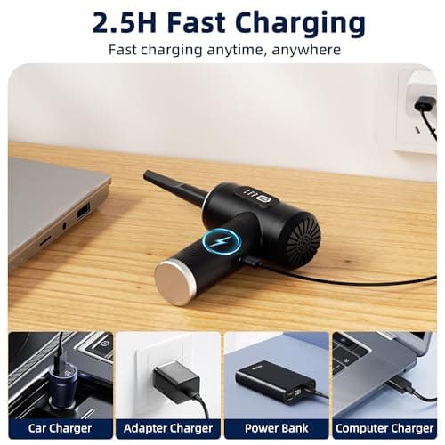 Compressed Air Duster & Vacuum Cleaner-3 Gear Adjustable 100000RPM Handheld Car Vacuum/Air Blower,Electric Air Duster with LED Light for Keyboard Electric Devices Cleaning.Replaces Compressed Air Cans