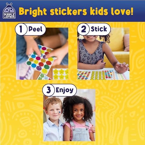 PURPLE LADYBUG Teacher Stickers for Students - 4960 Reward Stickers for Kids Classroom Supplies, Teacher Must-Haves for Classroom Reward Charts, Star, Back to School Gift
