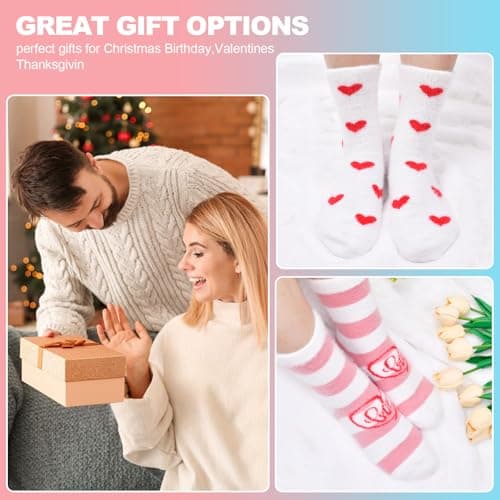 FilmHOO Fuzzy Socks for Women Cozy Fluffy Warm Socks Birthday Christmas Gifts for Women Mom Valentines Day Gifts for Her