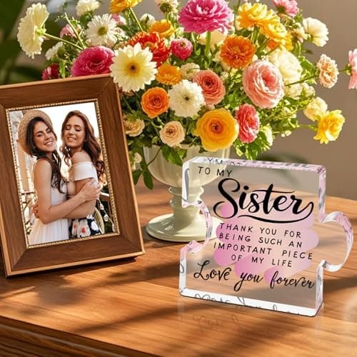 Sister Birthday Gifts, Big Sisters Gift Ideas from Sister, Unique Acrylic Puzzle Plaque Sister Gift Baskets Stuffers for Women Easter Birthdays Wedding