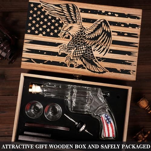 Gifts for Men Dad, Unique Christmas Anniversary Birthday Gift for Him Husband, 9 Oz Whiskey Decanter Set with 2 Oz Shot Glasses, Cool Persinalized Presents liquor dispenser for Home Bar