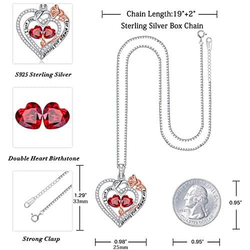 Iefil Christmas Gifts for Wife Women - 925 Sterling Silver Double Birthstone Necklace, Anniversary Birthday Gifts for Women, Jewelry Gift for Wife Girlfriend Mom Her